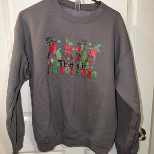Gray Graphic Christmas Grinch Sweater